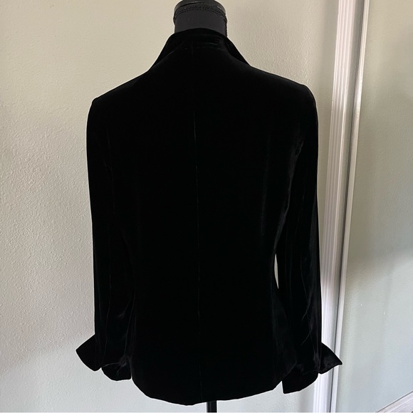 Doncaster Black Velvet Satin Trim Open Blazer Size 8 - Picture 7 of 8